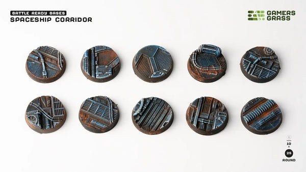 Gamers Grass Battle Ready Bases - Spaceship Corridor - Round 25mm (x10)