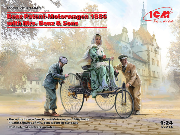 ICM Benz Patent-Motorwagen 1886 with Mrs. Benz & Sons 1/24 Scale