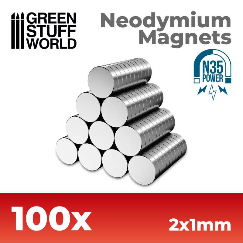 Neodymium Magnets 2x1mm - 100 units (N35)